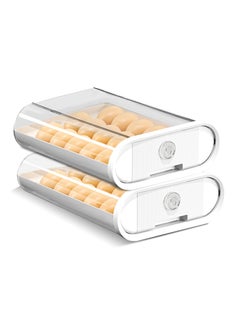 KASTWAVE Egg Container for Refrigerator, Clear Egg Storage Holder, Egg Drawer Tray, 18 Egg Tray, Stackable Egg Fresh Storage Box for Fridge Kitchen Home, 2Pcs - White  - Image 1