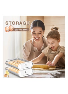 KASTWAVE Egg Container for Refrigerator, Clear Egg Storage Holder, Egg Drawer Tray, 18 Egg Tray, Stackable Egg Fresh Storage Box for Fridge Kitchen Home, 2Pcs - White  - Image 4