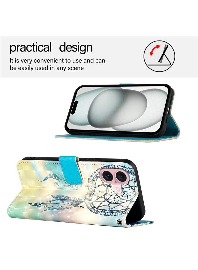 S-TOP Case For iPhone 16 3D Painting Horizontal Flip Leather Phone Case - Image 3