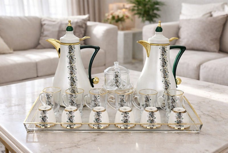 Radin Tea Coffee Set With Tea Cups Cawa Cups And Tray - Image 2