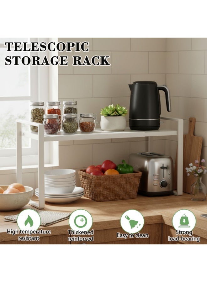 Sinyin 2 Tier Kitchen Counter Shelf Organizer, Metal Kitchen Storage Rack for Cabinet and Pantry, Countertop Organizer Stand for Plates, Bowls, Spice Bottles and Utensils, Space Saving Kitchen Shelf White - Image 2