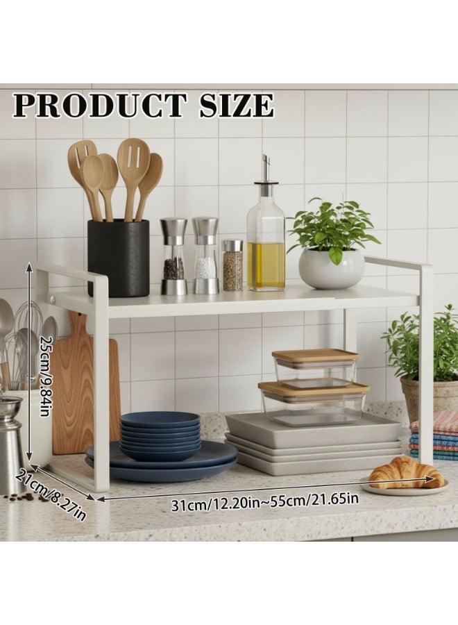 Sinyin 2 Tier Kitchen Counter Shelf Organizer, Metal Kitchen Storage Rack for Cabinet and Pantry, Countertop Organizer Stand for Plates, Bowls, Spice Bottles and Utensils, Space Saving Kitchen Shelf White - Image 5