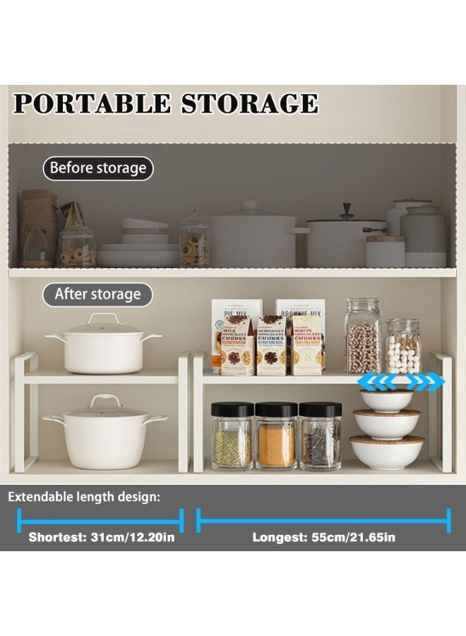 Sinyin 2 Tier Kitchen Counter Shelf Organizer, Metal Kitchen Storage Rack for Cabinet and Pantry, Countertop Organizer Stand for Plates, Bowls, Spice Bottles and Utensils, Space Saving Kitchen Shelf White - Image 3