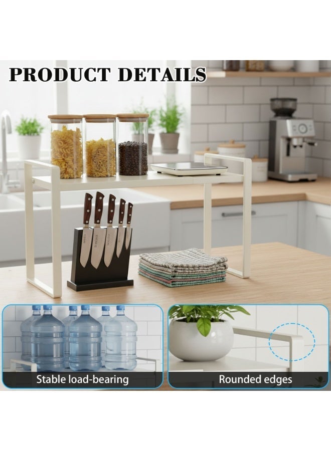 Sinyin 2 Tier Kitchen Counter Shelf Organizer, Metal Kitchen Storage Rack for Cabinet and Pantry, Countertop Organizer Stand for Plates, Bowls, Spice Bottles and Utensils, Space Saving Kitchen Shelf White - Image 4