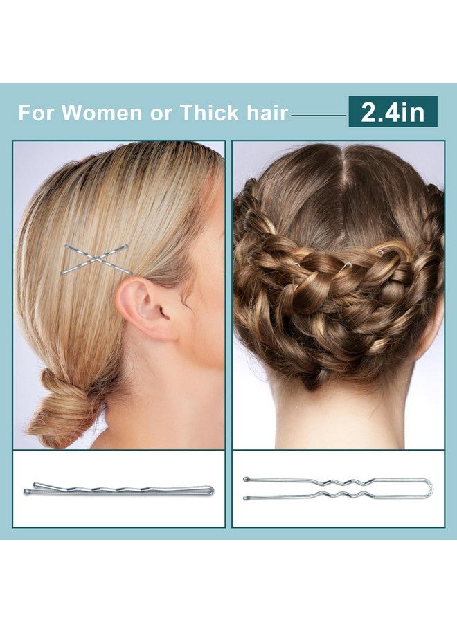 TsMADDTs Hair Pins Kits, 200PCS Silver Bobby U Shaped Pins for Women Hair Styling, Buns with Plastic Box, 2.4IN & 2IN - Image 5
