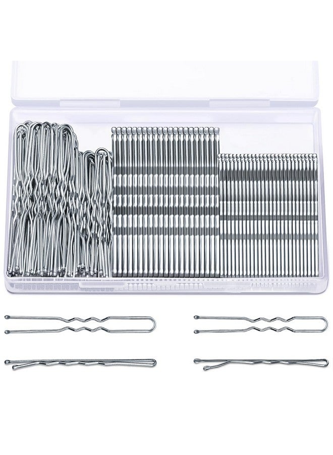 TsMADDTs Hair Pins Kits, 200PCS Silver Bobby U Shaped Pins for Women Hair Styling, Buns with Plastic Box, 2.4IN & 2IN - Image 1