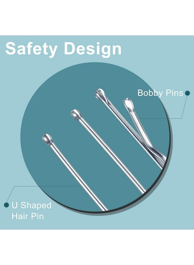TsMADDTs Hair Pins Kits, 200PCS Silver Bobby U Shaped Pins for Women Hair Styling, Buns with Plastic Box, 2.4IN & 2IN - Image 4