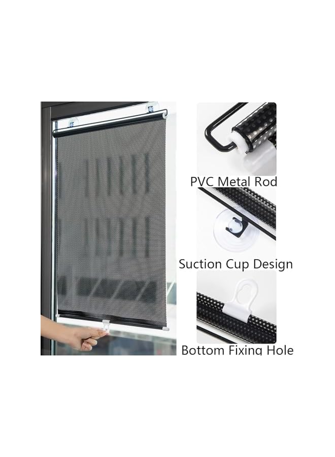 The Bros ستارة رول قابلة للسحب باللون الأسود، ستارة نافذة محمولة مع أكواب شفط، ستائر حجب الضوء لغرفة النوم، عزل حراري للنافذة، ستائر للمنزل والمكتب والسيارة - 125 * 58 سم - Image 5