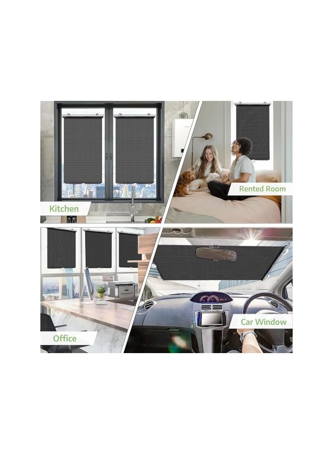 The Bros ستارة رول قابلة للسحب باللون الأسود، ستارة نافذة محمولة مع أكواب شفط، ستائر حجب الضوء لغرفة النوم، عزل حراري للنافذة، ستائر للمنزل والمكتب والسيارة - 125 * 58 سم - Image 2