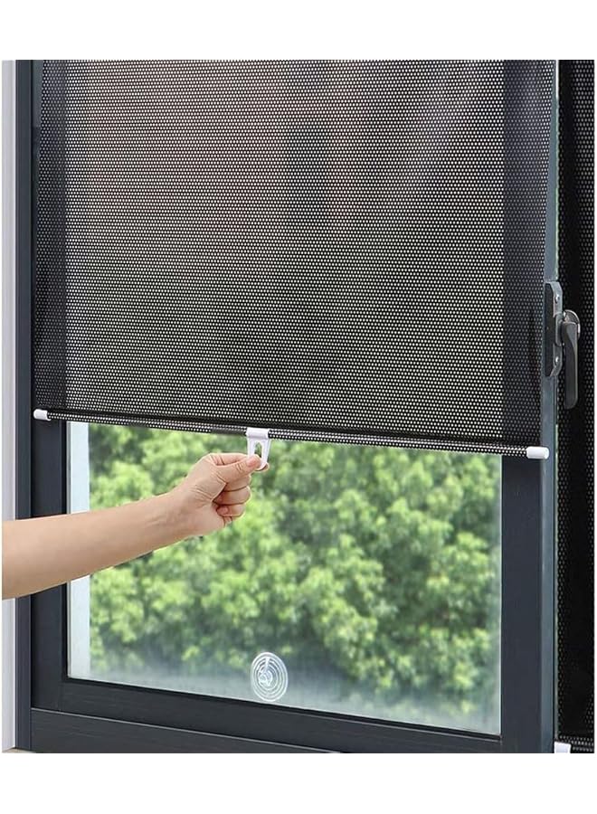 The Bros ستارة رول قابلة للسحب باللون الأسود، ستارة نافذة محمولة مع أكواب شفط، ستائر حجب الضوء لغرفة النوم، عزل حراري للنافذة، ستائر للمنزل والمكتب والسيارة - 125 * 58 سم - Image 1