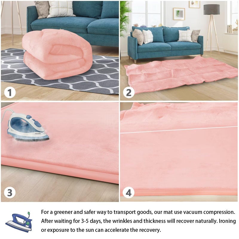 ILPEOD Baby Play Mat for Floor Nursery Rug Muscle Mat Area Rug Playroom Rug 39x59" Memory Foam 1.3" Thick Crawling Mat for Babies,Toddlers, Infants, Kids,Floor Mat(Pink) - Image 3