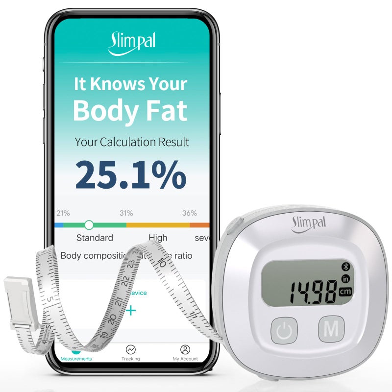 Slimpal Smart Body Tape Measure FSA HSA Eligible Approved Measuring Tape for Body Measurements Device Retractable Bluetooth Monitoring Body Fat BMI Tool for Fitness Shape Weight Loss