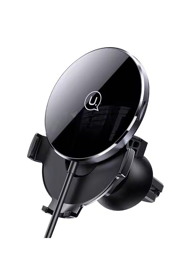 Usams Charger Car 15W Ultra Slim 2 in 1 Magnetic Wireless  with Air Vent Auto Mount Car Mount for iPhone 12/11/11 Pro/11 Pro Max/SE/XS Max/XR/X/8/8p, Samsung S20/ S10/ Note 10 - Image 1