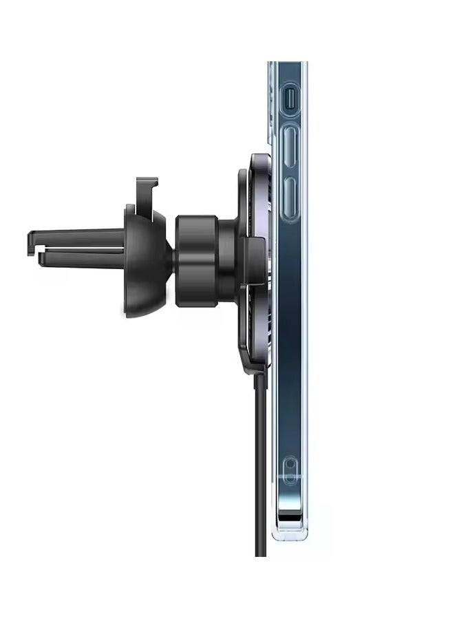 Usams Charger Car 15W Ultra Slim 2 in 1 Magnetic Wireless  with Air Vent Auto Mount Car Mount for iPhone 12/11/11 Pro/11 Pro Max/SE/XS Max/XR/X/8/8p, Samsung S20/ S10/ Note 10 - Image 2