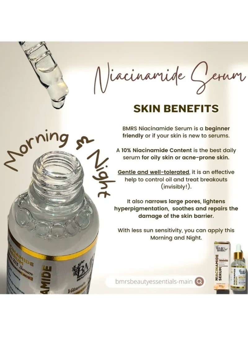 BMRS Niacinamide (Vitamin B3) & Hyaluronic Acid Serum 30ml - Image 3