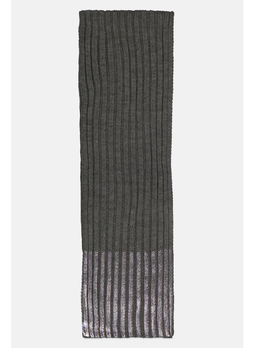 Body Glove Women Metallic Knitted Scarf 163 L x 24 H cm, Grey  - Image 2