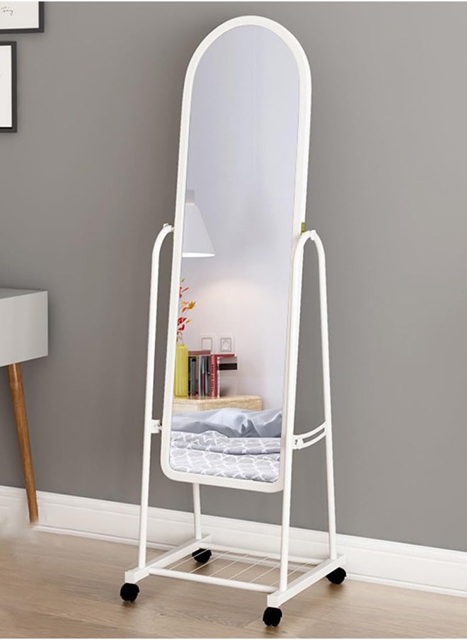 Generic - Adjustable Stand Up Portable Full Body Rolling Mirror on Wheels with Convenient Underneath Storage Compartment for Easy Access and Organization - Image 1