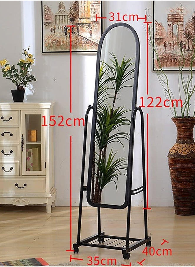 Generic - Adjustable Stand Up Portable Full Body Rolling Mirror on Wheels with Convenient Underneath Storage Compartment for Easy Access and Organization - Image 1