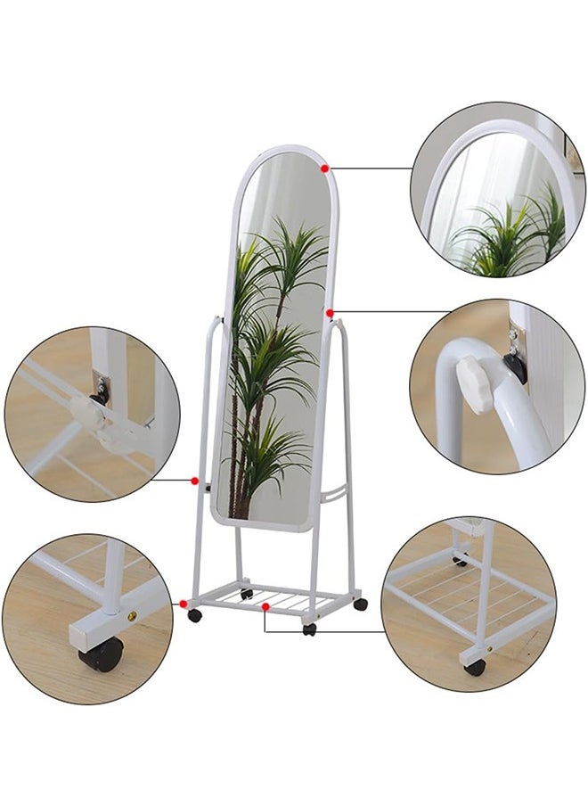 Generic - Adjustable Stand Up Portable Full Body Rolling Mirror on Wheels with Convenient Underneath Storage Compartment for Easy Access and Organization - Image 1