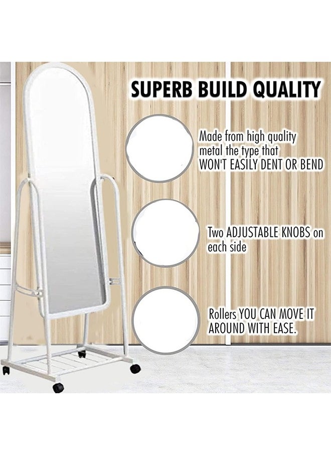 Generic - Adjustable Stand Up Portable Full Body Rolling Mirror on Wheels with Convenient Underneath Storage Compartment for Easy Access and Organization - Image 1