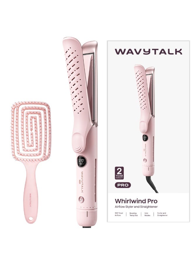 Wavytalk Airflow Styler Whirlwind Curl, Hair Straightener and Curler 2 in 1, Upgraded Curling Iron & Flat Iron Achieve One Pass Curl, Less Damage to Hair - Image 1