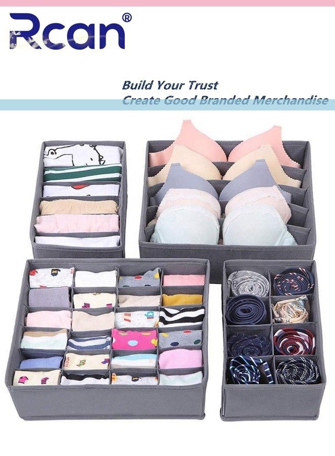 Rcan Dresser Drawer Organizer Clothes, Sock Bra Underwear Drawer Organizer, Foldable Fabric Drawer Organizer Bins for for Socks, Ties, Bras, Baby Clothes, Nursery, Clothing  - Image 1
