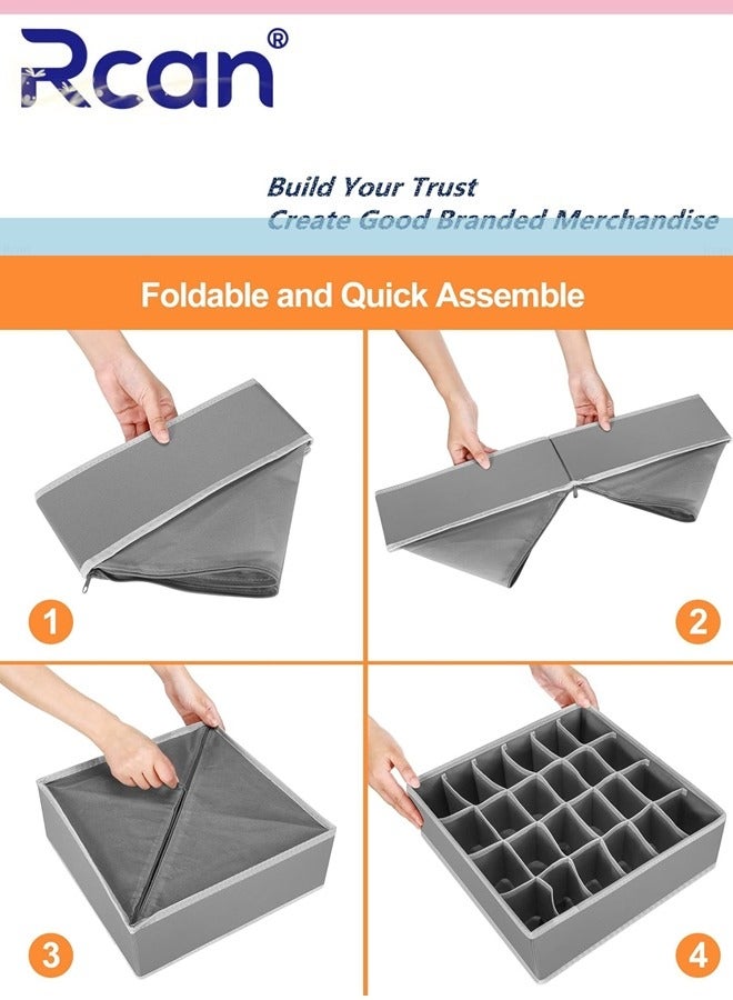 Rcan Dresser Drawer Organizer Clothes, Sock Bra Underwear Drawer Organizer, Foldable Fabric Drawer Organizer Bins for for Socks, Ties, Bras, Baby Clothes, Nursery, Clothing  - Image 5