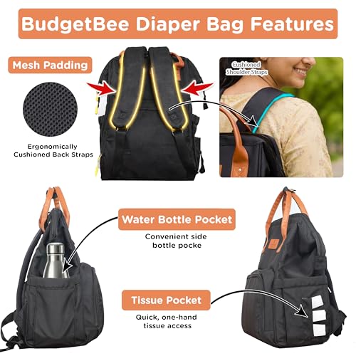 Motherly Budgetbee Baby Diaper Backpack for Mothers for Travel, Maternity Bag for Newborn Baby, Multiple Pocket Water Resistant Hospital Bag for Mom, Blac - Image 5