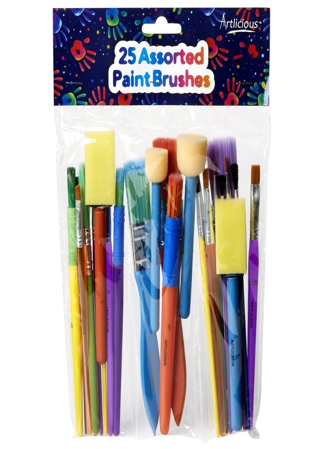 Artlicious Foam Brushes Wood Handle Brush Set - Use with Craft, Watercolor, Oil, Gouache Paints, Face Art, Miniature Detailing and Rock Painting - Image 2