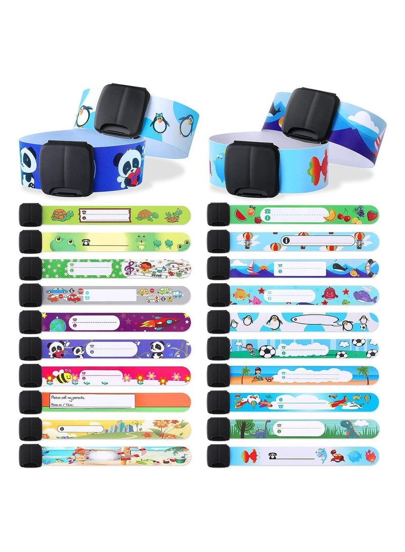 إكسفور أطفال مكافحة فقدان معرف السلامة سوار تحديد الهوية سوار قابل للتعديل للماء معرف الفرقة للبنين والبنات في الهواء الطلق حزام الطوارئ ( 20 قطعة ) - Image 1