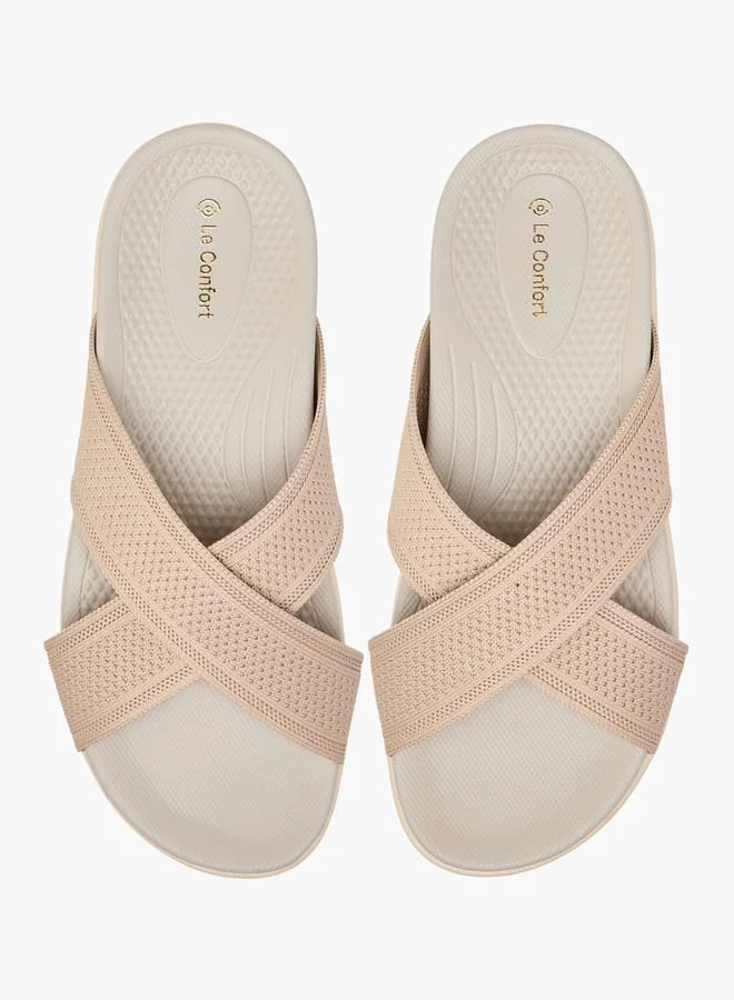 لو كونفورت صنادل نسائية بنقوش متقاطعة سهلة الارتداء