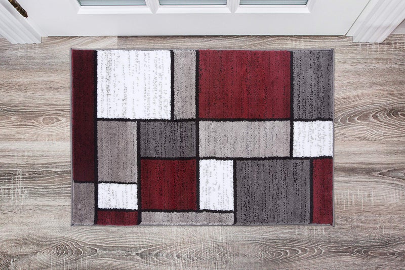 Rugshop Rugshop Contemporary Modern Boxes Area Rug 2 x 3 Red