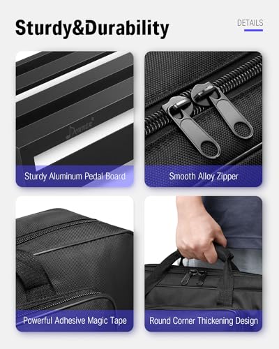 Donner Guitar Pedal Board Case DB-3 Aluminium Pedalboard 20'' x 11.4'' x 4'’ with Bag - Image 4