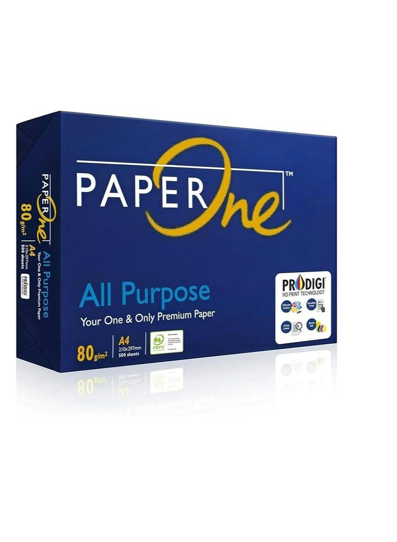 PaperOne ورق نسخ ممتاز متعدد الأغراض، 80 جرام لكل متر مربع، مقاس A4، رزمة 500 ورقة - Image 1