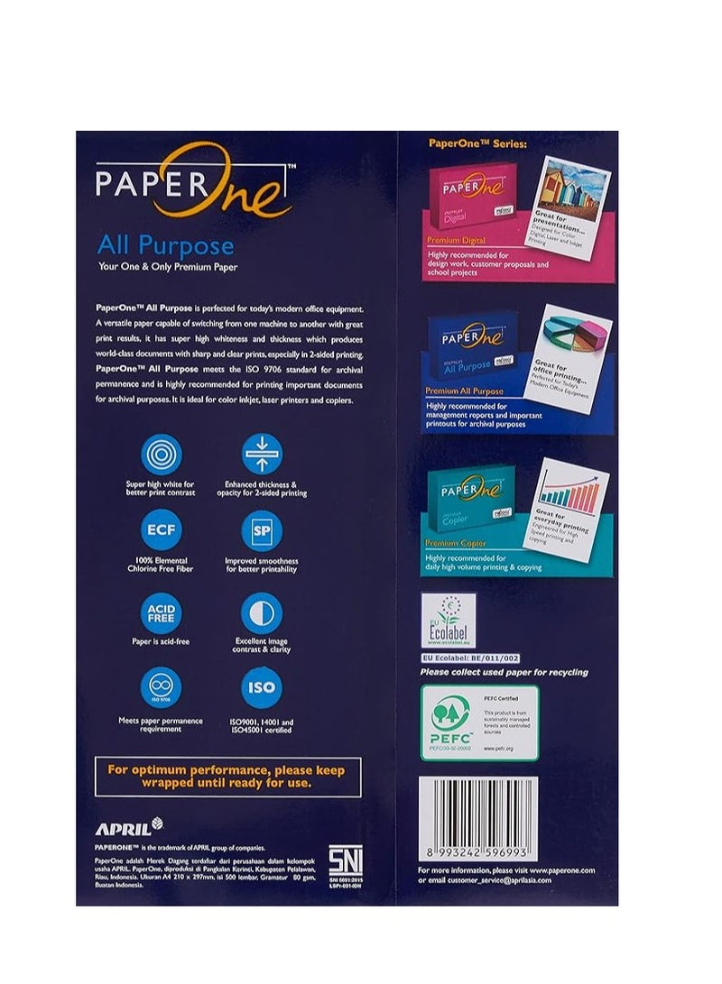 PaperOne ورق نسخ ممتاز متعدد الأغراض، 80 جرام لكل متر مربع، مقاس A4، رزمة 500 ورقة - Image 3