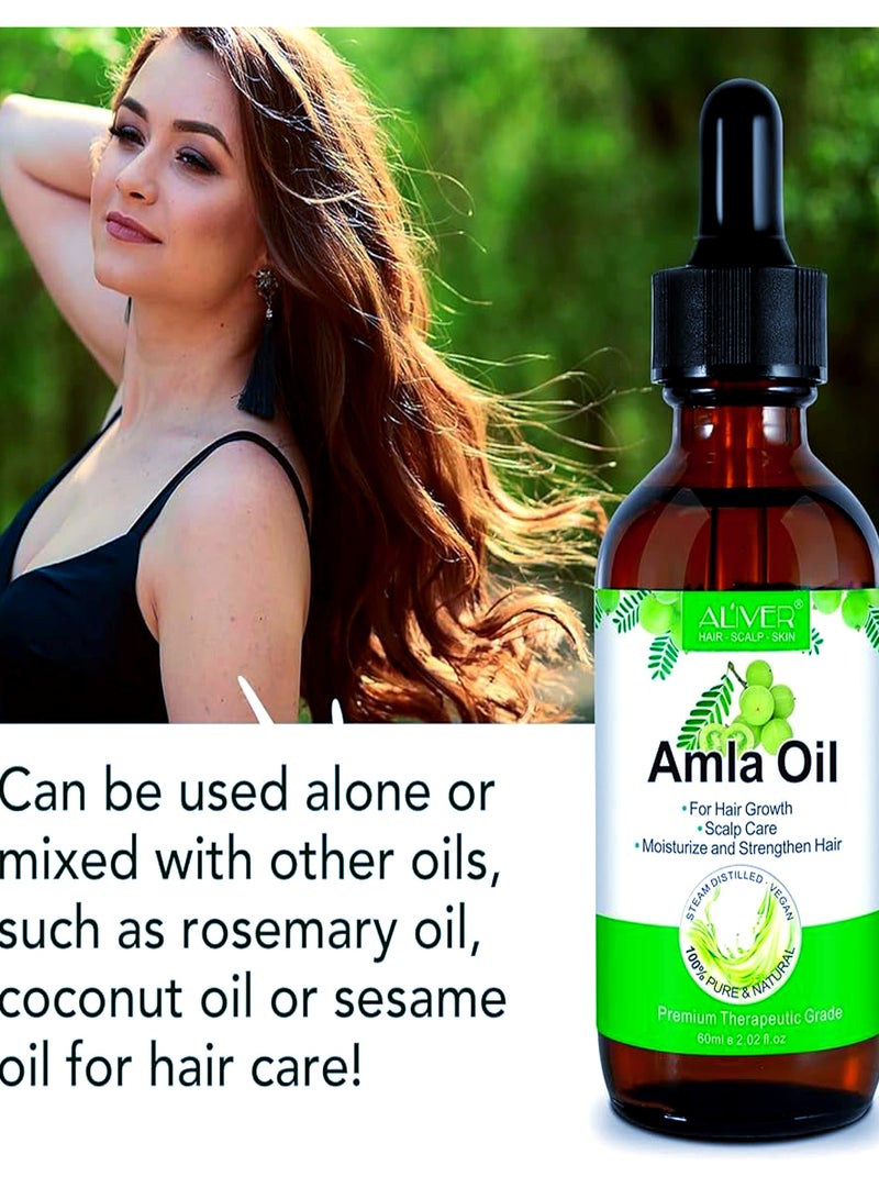 أليفر زيت أملا 2.02 أونصة سائلة زيت أملا عضوي طبيعي نقي 100% للشعر زيت أملا معصور على البارد لنمو الشعر وترطيب الشعر وتقويته وتغذية فروة الرأس وزيت علاج الشعر - Image 5