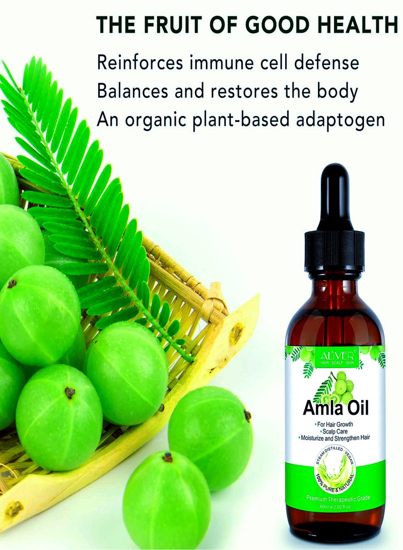 أليفر زيت أملا 2.02 أونصة سائلة زيت أملا عضوي طبيعي نقي 100% للشعر زيت أملا معصور على البارد لنمو الشعر وترطيب الشعر وتقويته وتغذية فروة الرأس وزيت علاج الشعر - Image 4