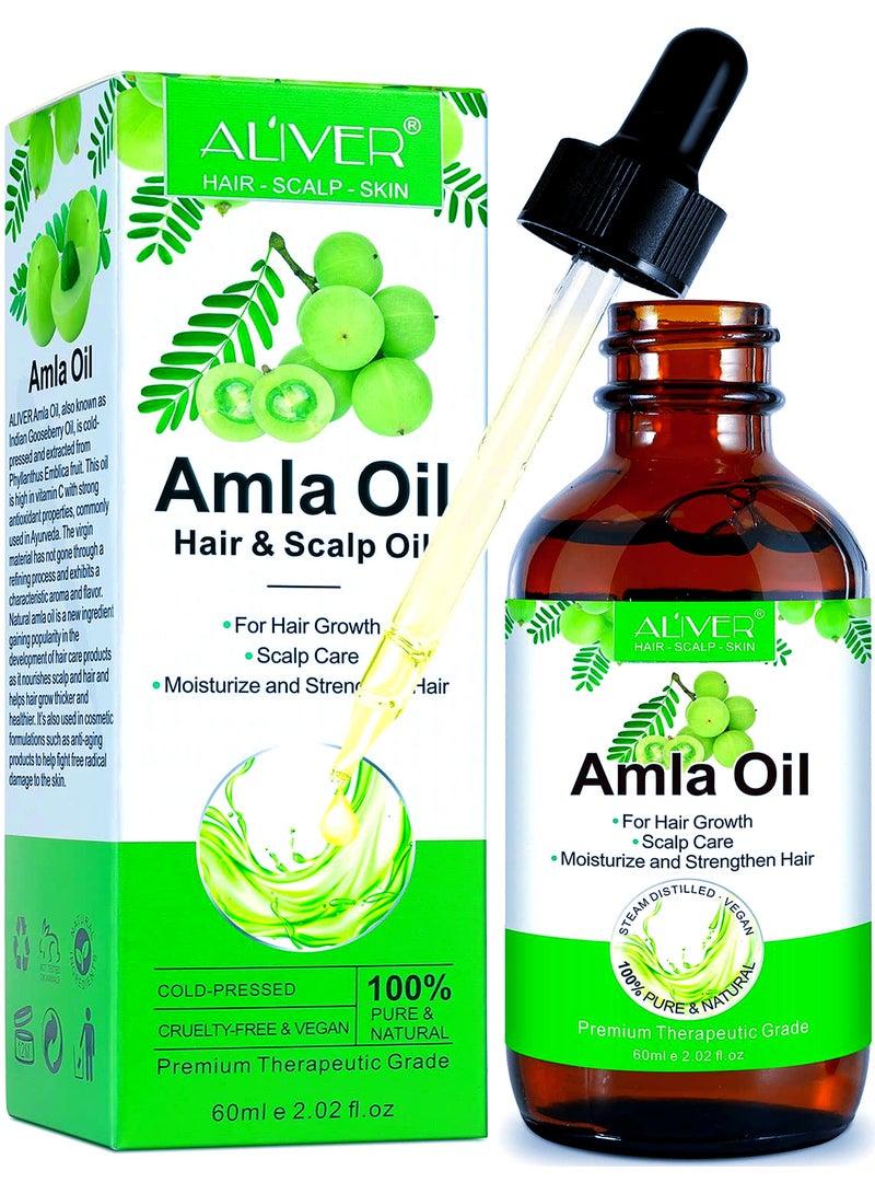 أليفر زيت أملا 2.02 أونصة سائلة زيت أملا عضوي طبيعي نقي 100% للشعر زيت أملا معصور على البارد لنمو الشعر وترطيب الشعر وتقويته وتغذية فروة الرأس وزيت علاج الشعر - Image 1