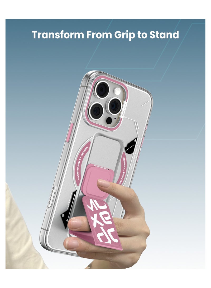 Moxedo Magnetic Protective Case Scratch Resistant Drop Protection with Built-in Extendable Grip Stand Compatible for iPhone 16 Pro Max 6.9 inch - Pink - Image 4