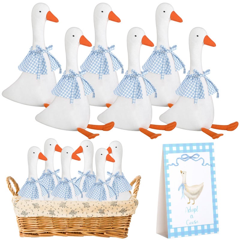 LaRandom 6 Sets One Silly Goose Birthday Decoration Adopt a Goose Party Favor 15 Inch Soft Geese Stuffed Animals Party Supply Gifts for Baby Shower 1st Birthday Girls Boys with Wood Table DecorBlue - Image 3
