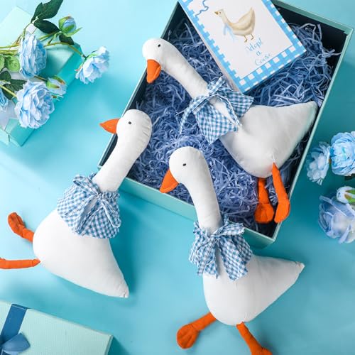 LaRandom 6 Sets One Silly Goose Birthday Decoration Adopt a Goose Party Favor 15 Inch Soft Geese Stuffed Animals Party Supply Gifts for Baby Shower 1st Birthday Girls Boys with Wood Table DecorBlue - Image 5