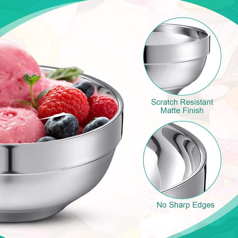 Funnymoom 8 Pack 24 oz Stainless Steel Bowls Double Walled Insulated Soup Ice Cream Metal Mixing Nesting Bowls for Serving Soup Rice Cereal - Image 4