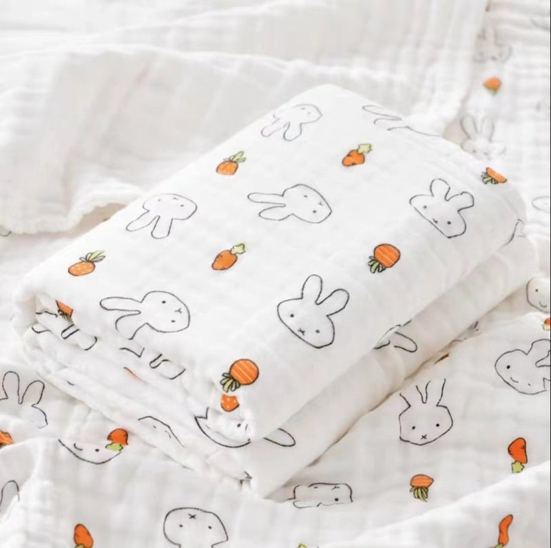 منشفة حمام أطفال من الشاش بأربع طبقات - ناعمة وسريعة الامتصاص لطفلك الرضيع