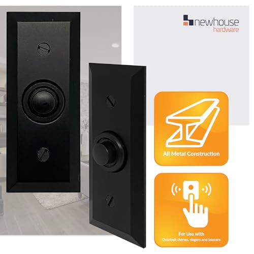 Newhouse Hardware Rectangular Recessed Wired Metal Doorbell Button in Black BT6BV, Rectangular Push Button for Doorbell Chime, Buzzer or Ringer, Door Bell Button Only, Buzzer Button with Beveled Edges - Image 3