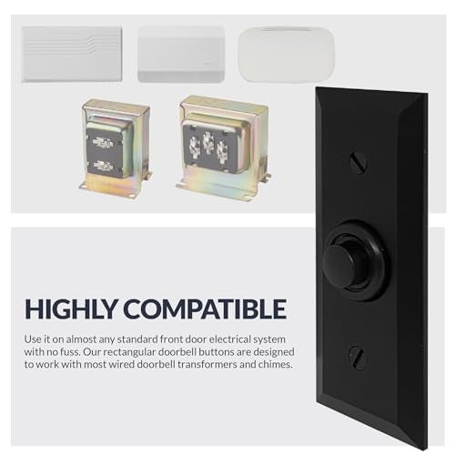 Newhouse Hardware Rectangular Recessed Wired Metal Doorbell Button in Black BT6BV, Rectangular Push Button for Doorbell Chime, Buzzer or Ringer, Door Bell Button Only, Buzzer Button with Beveled Edges - Image 5