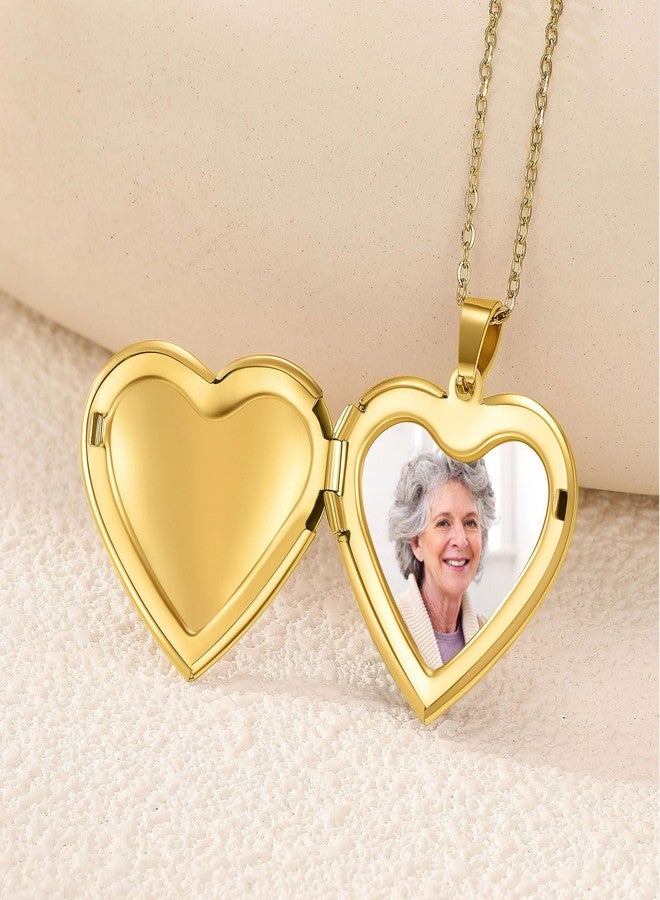 PHOCKSIN Locket Necklace for Women Black/Gold/Silver Locket Necklace Oval/Round/Heart Photo Necklace New Years Gifts for Girls, 1.1" x 1.1", Stainless Steel, No Gemstone - Image 4