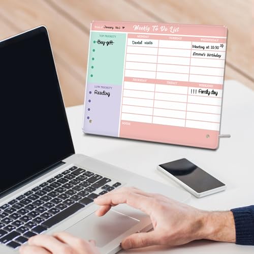 Aitakatta Desktop Thickened Acrylic Dry Erase Weekly To Do List, 11.8"x9.8" Colorful Whiteboard with Stand, Frameless Weekly Planner for Office/School/Home, Daily To Do List for Work and Personal Organized(2530,1p) - Image 4
