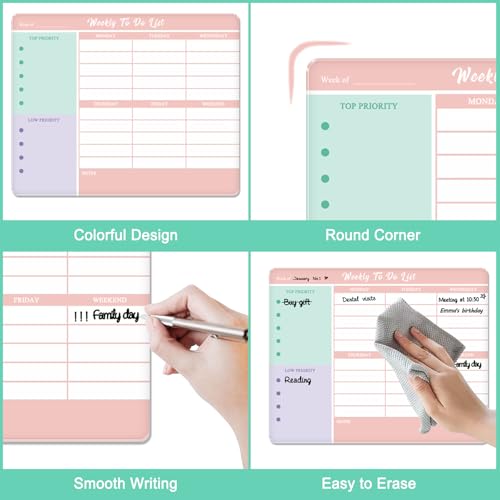 Aitakatta Desktop Thickened Acrylic Dry Erase Weekly To Do List, 11.8"x9.8" Colorful Whiteboard with Stand, Frameless Weekly Planner for Office/School/Home, Daily To Do List for Work and Personal Organized(2530,1p) - Image 3
