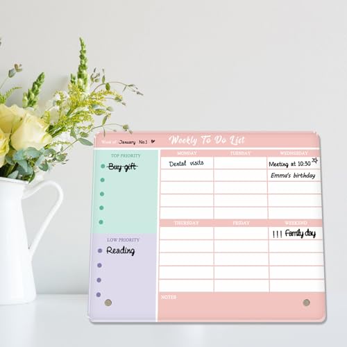 Aitakatta Desktop Thickened Acrylic Dry Erase Weekly To Do List, 11.8"x9.8" Colorful Whiteboard with Stand, Frameless Weekly Planner for Office/School/Home, Daily To Do List for Work and Personal Organized(2530,1p) - Image 5