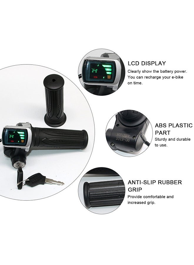 Generic - 24V/36V/48V Electric Bike Twist Grip Throttle with LCD Battery Display Electric Bicycle Throttle Grip with Power Indicator - Image 1